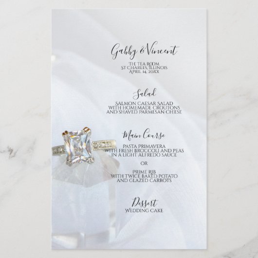 Square Diamond Ring Pillar Crystal Wedding Menu (Vorderseite)