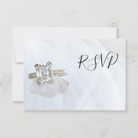 Square Diamond Ring Pillar Crystal Wedding RSVP (Vorderseite)