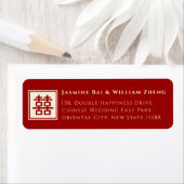 Square Double Happiness Chinese Wedding Address (Insitu)