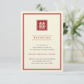 Square Double Happiness Classic Chinese Wedding Einladung (Stehend Vorderseite)