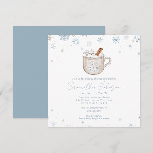 Square Dusty Blue Baby It's Cold Outside Shower (Vorne/Hinten)