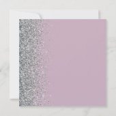 Square Dusty Lilac Silver Glitzer Save the Date Ankündigung (Rückseite)