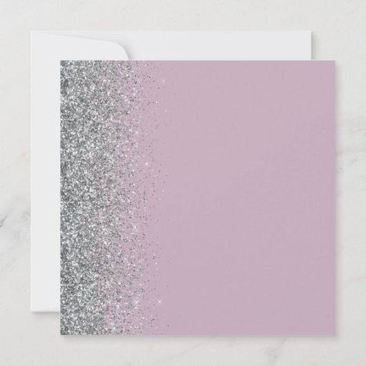 Square Dusty Lilac Silver Glitzer Save the Date Ankündigung (Rückseite)
