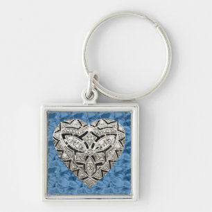 Square Eleganter Designer Diamond Heart Keychain Schlüsselanhänger