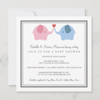 Square Elephants in Liebe Babydusche Einladung