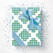 Square Endless Knot in Green and Aqua Geschenkpapier