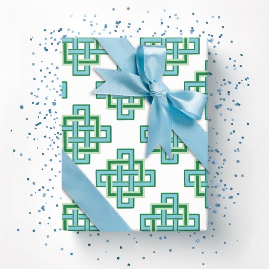 Square Endless Knot in Green and Aqua Geschenkpapier