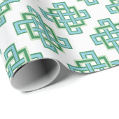 Square Endless Knot in Green and Aqua Geschenkpapier (Rolleneckpunkt)
