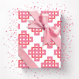Square Endless Knot in Pink and Orange Geschenkpapier