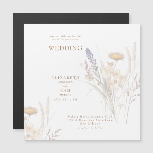 Square Fall Floral Wedding Magneteinladung (Vorne/Hinten)