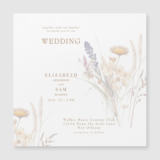 Square Fall Floral Wedding Magneteinladung (Vorderseite)