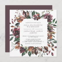Square Fall Watercolor Mled Floral Frame Wedding