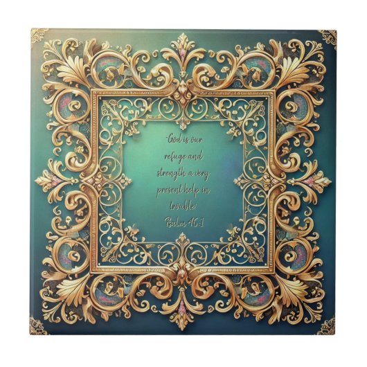 Square Filigree Rahmen anpassbare Bibelversen Fliese (Vorderseite)