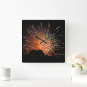Square Fireworks Clock Quadratische Wanduhr (Zuhause)
