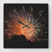 Square Fireworks Clock Quadratische Wanduhr (Vorderseite)
