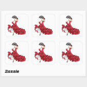 Square Flamenco Dancer Stickers (Blatt)