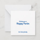 Square Flat Purim Holiday Card Mitteilungskarte (Rückseite)