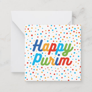 Square Flat Purim Holiday Card Mitteilungskarte