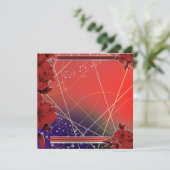 Square Flat Red Floral Design  Karte (Stehend Vorderseite)