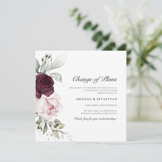 Square Floral Boho | Ankündigungen von Änderungspl (Stehend Vorderseite)