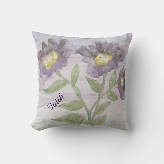 Square Floral Faith Pillow Kissen (Vorderseite)