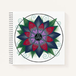 Square floral hearts mandala notebook notizblock