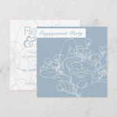 Square Floral Invitation (Diamond Blue) Einladung (Vorne/Hinten)