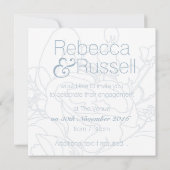 Square Floral Invitation (Diamond Blue) Einladung (Rückseite)