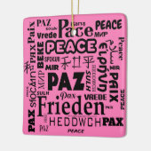 Square form PEACE Worte Weihnachtsdekoration Keramikornament (Links)