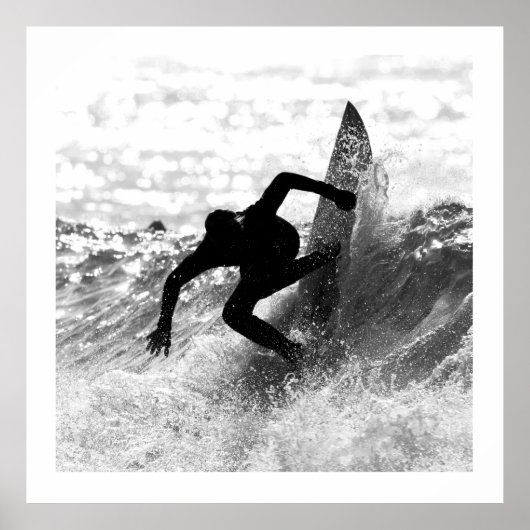 Square Format Surf Art Monochrome Poster (Vorne)