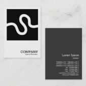 Square Foto 0606 - Curvy Line - White on Black Visitenkarte (Vorne/Hinten)