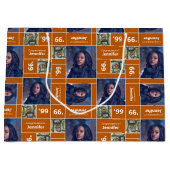 Square Foto Abschluss Class Jahr Burniere Orange Große Geschenktüte (Vorderseite)