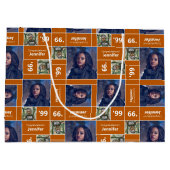 Square Foto Abschluss Class Jahr Burniere Orange Große Geschenktüte (Rückseite)