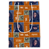 Square Foto Abschluss Class Jahr Burniere Orange Mittlere Geschenktüte (Rückseite)