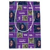 Square Foto Abschluss Class Jahr Lila Mittlere Geschenktüte (Vorderseite)