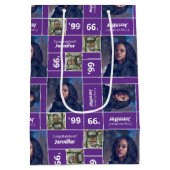 Square Foto Abschluss Class Jahr Lila Mittlere Geschenktüte (Rückseite)