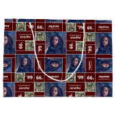 Square Foto Abschluss Class Jahr Maroon Große Geschenktüte (Rückseite)