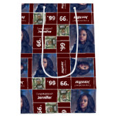 Square Foto Abschluss Class Jahr Maroon Mittlere Geschenktüte (Rückseite)