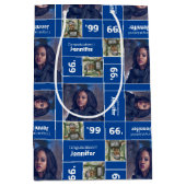 Square Foto Abschluss Class Year Blue Mittlere Geschenktüte (Vorderseite)