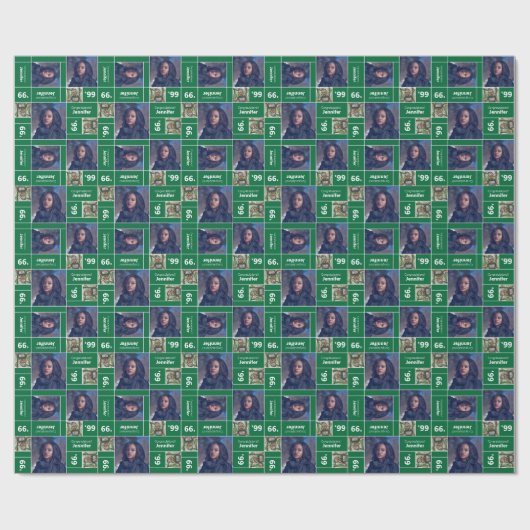 Square Foto Abschluss Class Year Green Geschenkpapier (Flach)