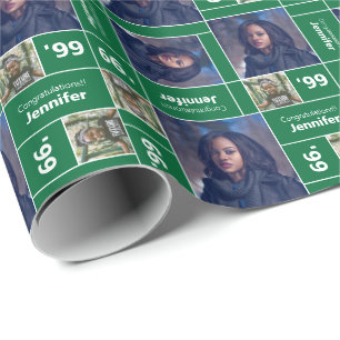 Square Foto Abschluss Class Year Green Geschenkpapier