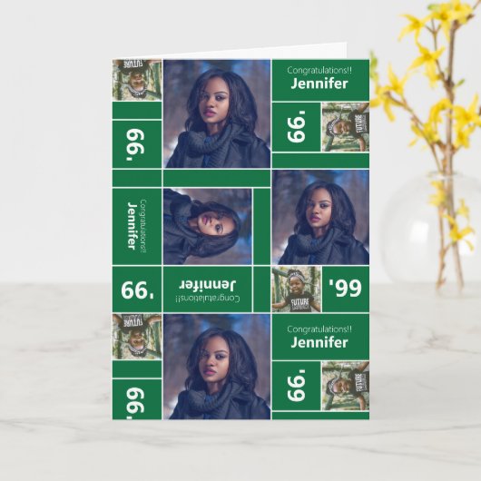 Square Foto Abschluss Class Year Green Karte (Gelbe Blume)