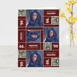 Square Foto Abschluss Class Year Maroon Card Karte