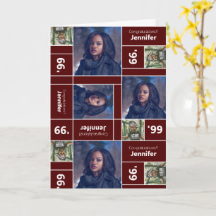 Square Foto Abschluss Class Year Maroon Card Karte