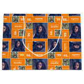 Square Foto Abschluss Class Year Orange Große Geschenktüte (Vorderseite)