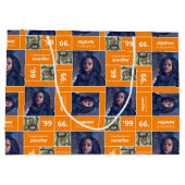 Square Foto Abschluss Class Year Orange Große Geschenktüte (Rückseite)