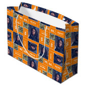 Square Foto Abschluss Class Year Orange Große Geschenktüte (Rückseite Schrägansicht)