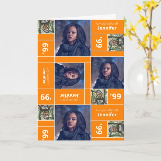 Square Foto Abschluss Class Year Orange Karte (Gelbe Blume)