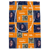 Square Foto Abschluss Class Year Orange Mittlere Geschenktüte (Vorderseite)