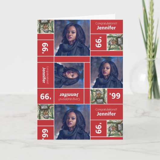 Square Foto Abschluss Class Year Red Card Karte (Vorderseite)